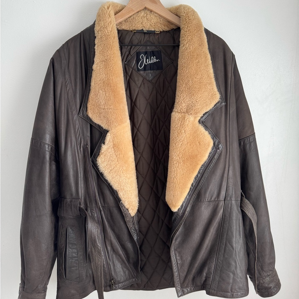Walden Brown Leather Jacket with Shearling Collar